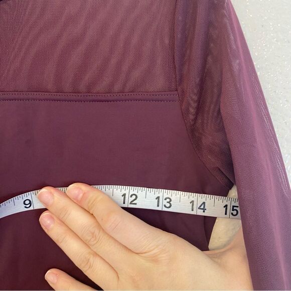 WEISSMAN Balera Dance Costume burgundy Culotte Unitard With Mesh MJ11187 MA - Picture 9 of 13